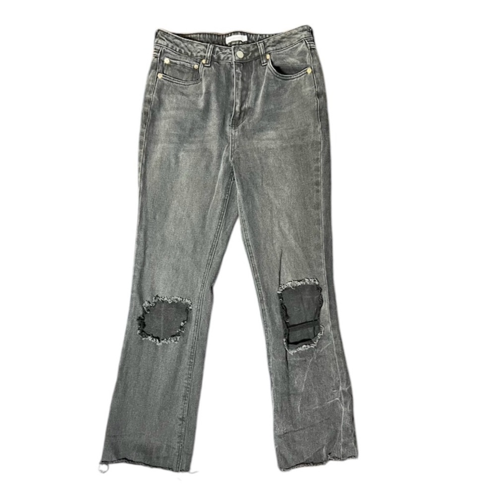 ANTHROPOLOGIE Avec Les Filles Denim High Rise Jeans Distressed Cropped Size 27